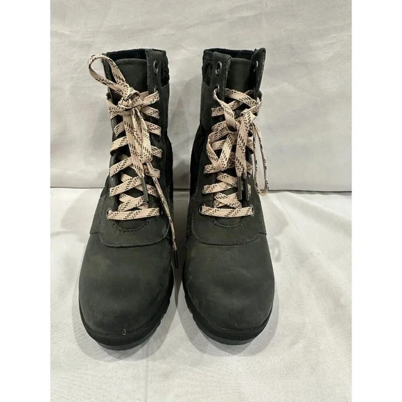 SOREL Women's LEXIE Wedge Bootie Waterproof Dark Slate Leather Textile Boot 7.5 - Picture 2 of 5